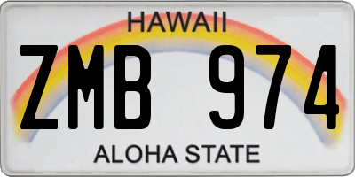 HI license plate ZMB974