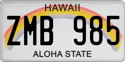 HI license plate ZMB985