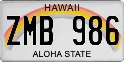 HI license plate ZMB986