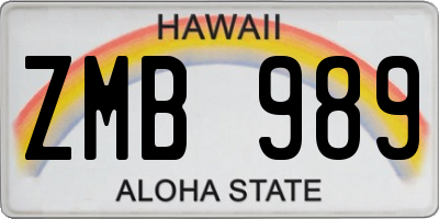 HI license plate ZMB989