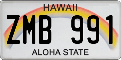 HI license plate ZMB991