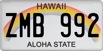 HI license plate ZMB992