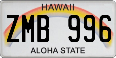 HI license plate ZMB996