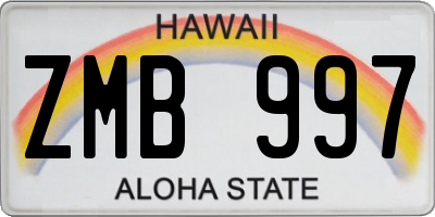 HI license plate ZMB997