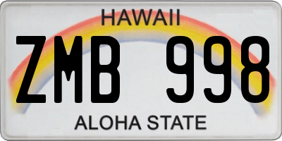 HI license plate ZMB998