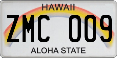 HI license plate ZMC009