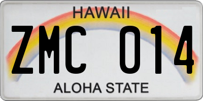HI license plate ZMC014