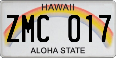 HI license plate ZMC017