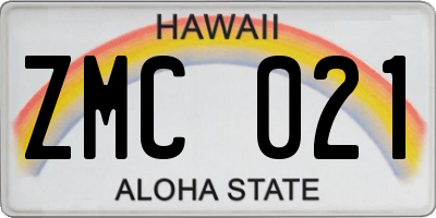 HI license plate ZMC021