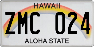 HI license plate ZMC024
