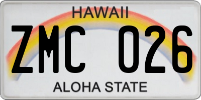 HI license plate ZMC026