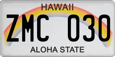 HI license plate ZMC030