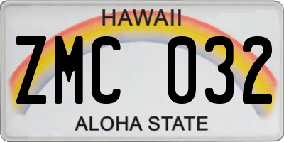 HI license plate ZMC032