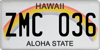 HI license plate ZMC036