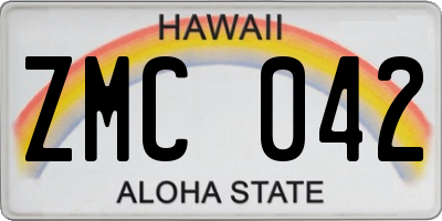 HI license plate ZMC042