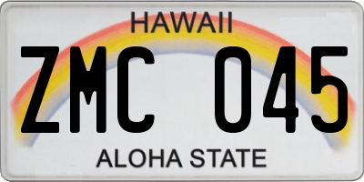 HI license plate ZMC045