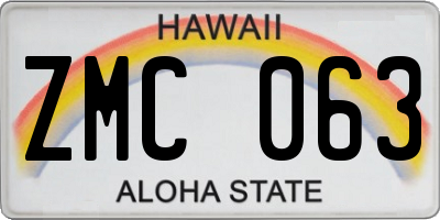 HI license plate ZMC063
