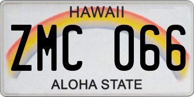 HI license plate ZMC066