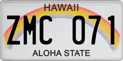 HI license plate ZMC071