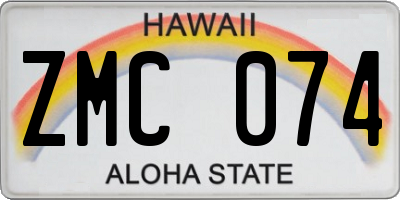 HI license plate ZMC074