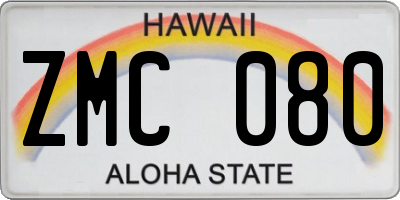 HI license plate ZMC080