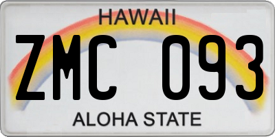 HI license plate ZMC093