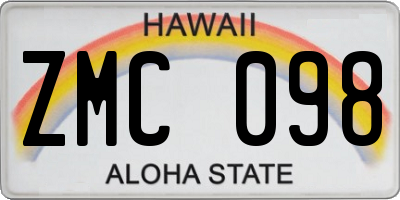 HI license plate ZMC098
