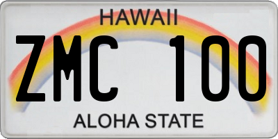 HI license plate ZMC100