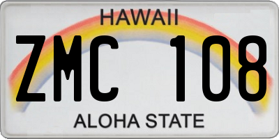 HI license plate ZMC108