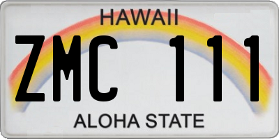 HI license plate ZMC111
