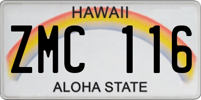 HI license plate ZMC116