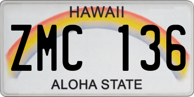 HI license plate ZMC136