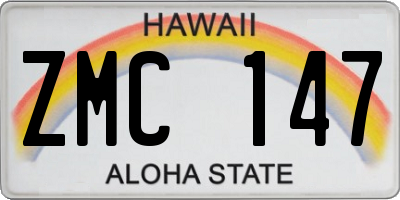 HI license plate ZMC147