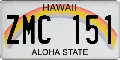 HI license plate ZMC151