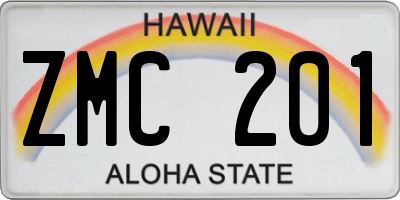HI license plate ZMC201