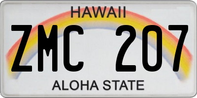 HI license plate ZMC207