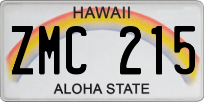 HI license plate ZMC215