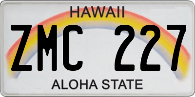 HI license plate ZMC227