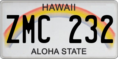 HI license plate ZMC232