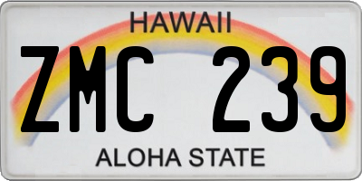 HI license plate ZMC239