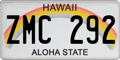 HI license plate ZMC292