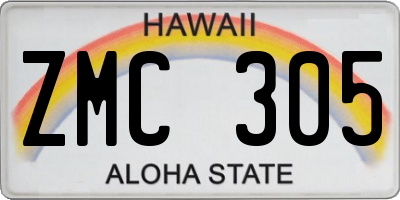 HI license plate ZMC305