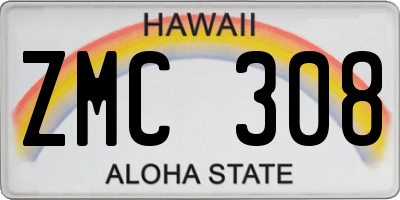 HI license plate ZMC308