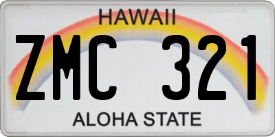 HI license plate ZMC321