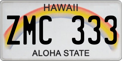 HI license plate ZMC333