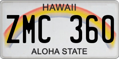 HI license plate ZMC360