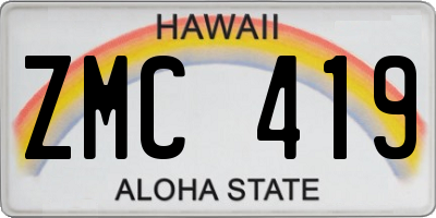 HI license plate ZMC419