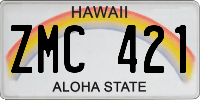 HI license plate ZMC421