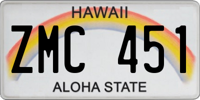 HI license plate ZMC451