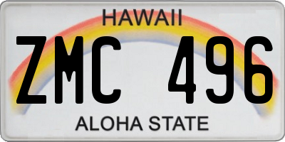 HI license plate ZMC496